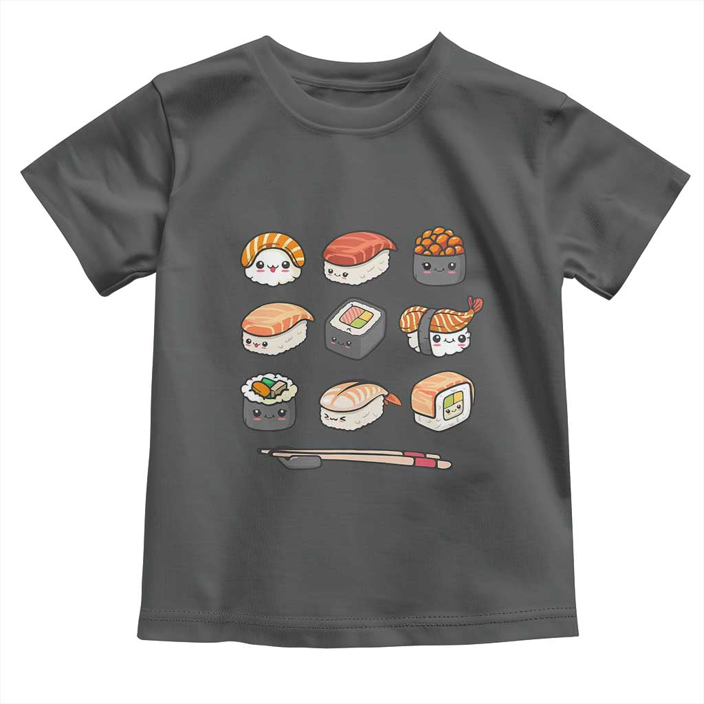 Kawaii Sushi Set Toddler T Shirt Japanese Food Lover Anime Otaku Manga TS02 Dark Heather Print Your Wear