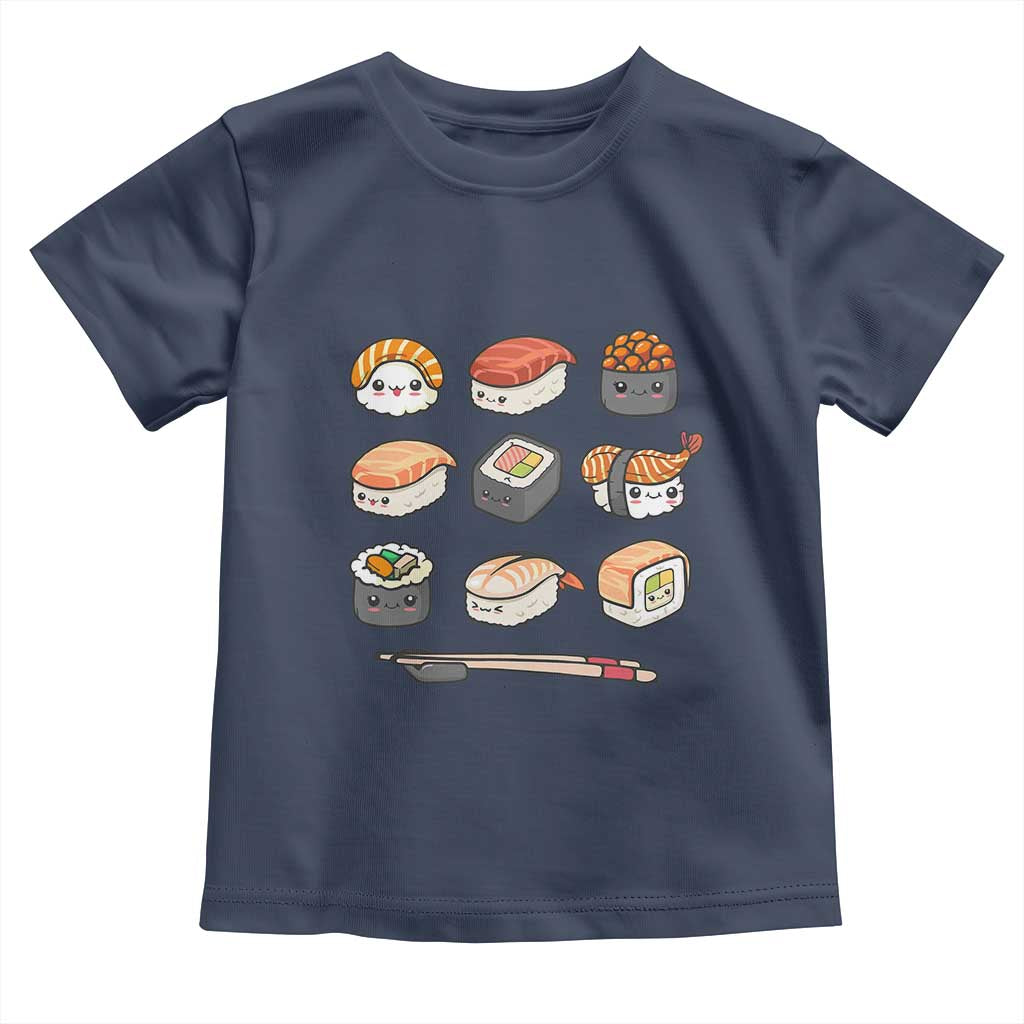 Kawaii Sushi Set Toddler T Shirt Japanese Food Lover Anime Otaku Manga TS02 Navy Print Your Wear