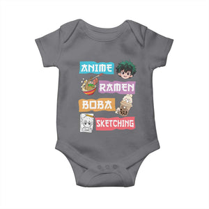 Anime Ramen Boba Sketching Baby Onesie Kawaii Otaku Anime Manga Japanese Pop Culture Cute Graphic TS02 Charcoal Print Your Wear