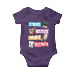Anime Ramen Boba Sketching Baby Onesie Kawaii Otaku Anime Manga Japanese Pop Culture Cute Graphic TS02 Purple Print Your Wear