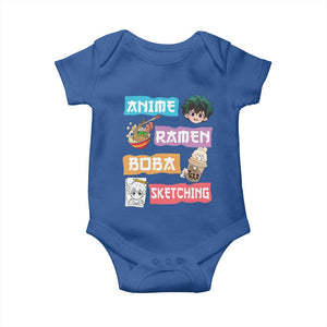 Anime Ramen Boba Sketching Baby Onesie Kawaii Otaku Anime Manga Japanese Pop Culture Cute Graphic TS02 Royal Blue Print Your Wear