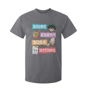 Anime Ramen Boba Sketching T Shirt For Kid Kawaii Otaku Anime Manga Japanese Pop Culture Cute Graphic TS02 Charcoal Print Your Wear