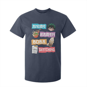 Anime Ramen Boba Sketching T Shirt For Kid Kawaii Otaku Anime Manga Japanese Pop Culture Cute Graphic TS02 Navy Print Your Wear
