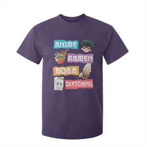 Anime Ramen Boba Sketching T Shirt For Kid Kawaii Otaku Anime Manga Japanese Pop Culture Cute Graphic TS02 Purple Print Your Wear