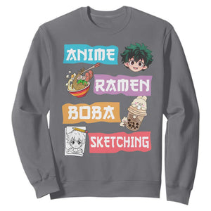 Anime Ramen Boba Sketching Sweatshirt Kawaii Otaku Anime Manga Japanese Pop Culture Cute Graphic TS02 Charcoal Print Your Wear