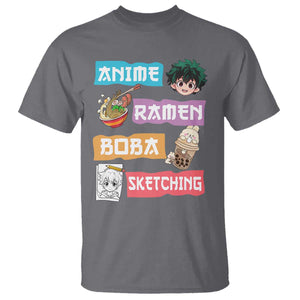 Anime Ramen Boba Sketching T Shirt Kawaii Otaku Anime Manga Japanese Pop Culture Cute Graphic TS02 Charcoal Print Your Wear