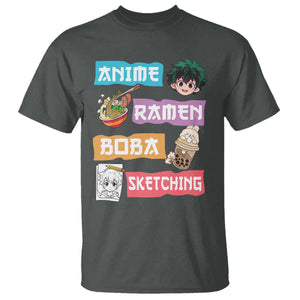 Anime Ramen Boba Sketching T Shirt Kawaii Otaku Anime Manga Japanese Pop Culture Cute Graphic TS02 Dark Heather Print Your Wear