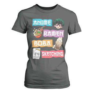 Anime Ramen Boba Sketching T Shirt For Women Kawaii Otaku Anime Manga Japanese Pop Culture Cute Graphic TS02 Dark Heather Print Your Wear