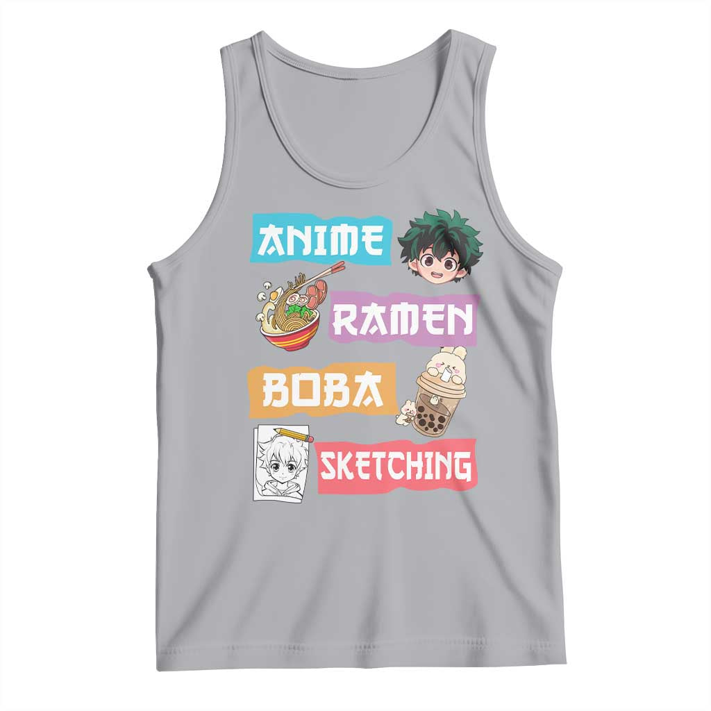 Anime Ramen Boba Sketching Tank Top Kawaii Otaku Anime Manga Japanese Pop Culture Cute Graphic TS02 Athletic Heather Print Your Wear