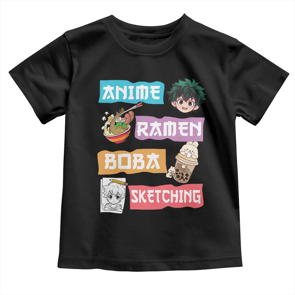 Anime Ramen Boba Sketching Toddler T Shirt Kawaii Otaku Anime Manga Japanese Pop Culture Cute Graphic TS02 Black Print Your Wear