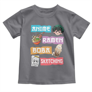 Anime Ramen Boba Sketching Toddler T Shirt Kawaii Otaku Anime Manga Japanese Pop Culture Cute Graphic TS02 Charcoal Print Your Wear
