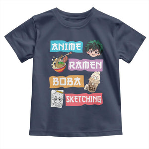 Anime Ramen Boba Sketching Toddler T Shirt Kawaii Otaku Anime Manga Japanese Pop Culture Cute Graphic TS02 Navy Print Your Wear
