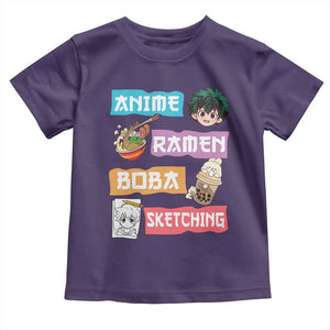 Anime Ramen Boba Sketching Toddler T Shirt Kawaii Otaku Anime Manga Japanese Pop Culture Cute Graphic TS02 Purple Print Your Wear
