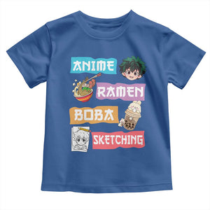 Anime Ramen Boba Sketching Toddler T Shirt Kawaii Otaku Anime Manga Japanese Pop Culture Cute Graphic TS02 Royal Blue Print Your Wear