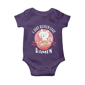 Funny Kawaii Cat Ramen Japanese Baby Onesie I Just Really Love Ramen Otaku Manga Cute Graphic TS02 Purple Print Your Wear