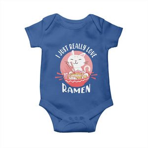 Funny Kawaii Cat Ramen Japanese Baby Onesie I Just Really Love Ramen Otaku Manga Cute Graphic TS02 Royal Blue Print Your Wear