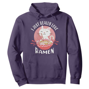 Funny Kawaii Cat Ramen Japanese Hoodie I Just Really Love Ramen Otaku Manga Cute Graphic TS02 Purple Print Your Wear