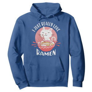 Funny Kawaii Cat Ramen Japanese Hoodie I Just Really Love Ramen Otaku Manga Cute Graphic TS02 Royal Blue Print Your Wear