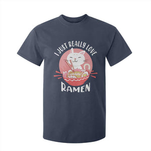 Funny Kawaii Cat Ramen Japanese T Shirt For Kid I Just Really Love Ramen Otaku Manga Cute Graphic TS02 Navy Print Your Wear