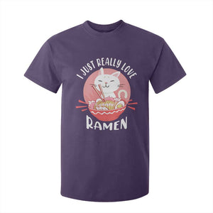 Funny Kawaii Cat Ramen Japanese T Shirt For Kid I Just Really Love Ramen Otaku Manga Cute Graphic TS02 Purple Print Your Wear