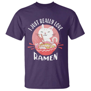 Funny Kawaii Cat Ramen Japanese T Shirt I Just Really Love Ramen Otaku Manga Cute Graphic TS02 Purple Print Your Wear