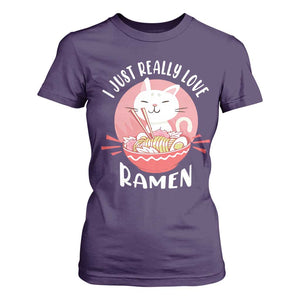 Funny Kawaii Cat Ramen Japanese T Shirt For Women I Just Really Love Ramen Otaku Manga Cute Graphic TS02 Purple Print Your Wear