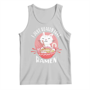 Funny Kawaii Cat Ramen Japanese Tank Top I Just Really Love Ramen Otaku Manga Cute Graphic TS02 Ash Print Your Wear