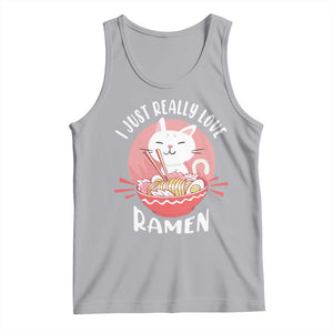 Funny Kawaii Cat Ramen Japanese Tank Top I Just Really Love Ramen Otaku Manga Cute Graphic TS02 Athletic Heather Print Your Wear