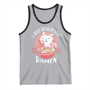 Funny Kawaii Cat Ramen Japanese Tank Top I Just Really Love Ramen Otaku Manga Cute Graphic TS02 Athletic Heather Black Print Your Wear