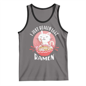 Funny Kawaii Cat Ramen Japanese Tank Top I Just Really Love Ramen Otaku Manga Cute Graphic TS02 Deep Heather Black Print Your Wear