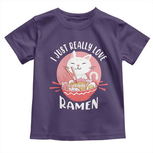Funny Kawaii Cat Ramen Japanese Toddler T Shirt I Just Really Love Ramen Otaku Manga Cute Graphic TS02 Purple Print Your Wear