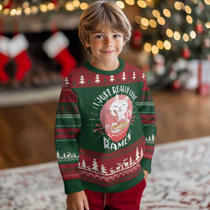 Funny Kawaii Cat Ramen Japanese Ugly Christmas Sweater I Just Really Love Ramen Otaku Manga Cute Graphic TS02 Christmas Print Your Wear