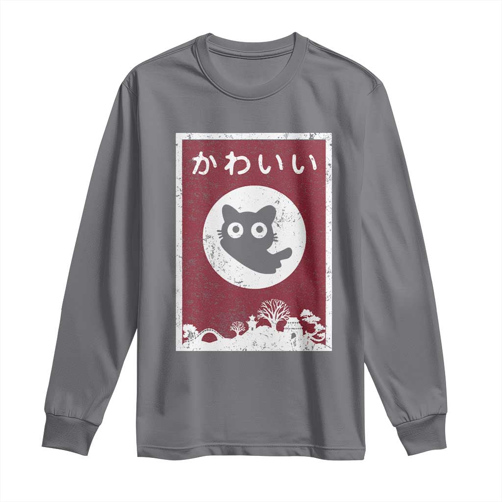 Japanese Kawaii Cat Long Sleeve Shirt Anime Otaku Manga Japan Lover TS02 Charcoal Print Your Wear