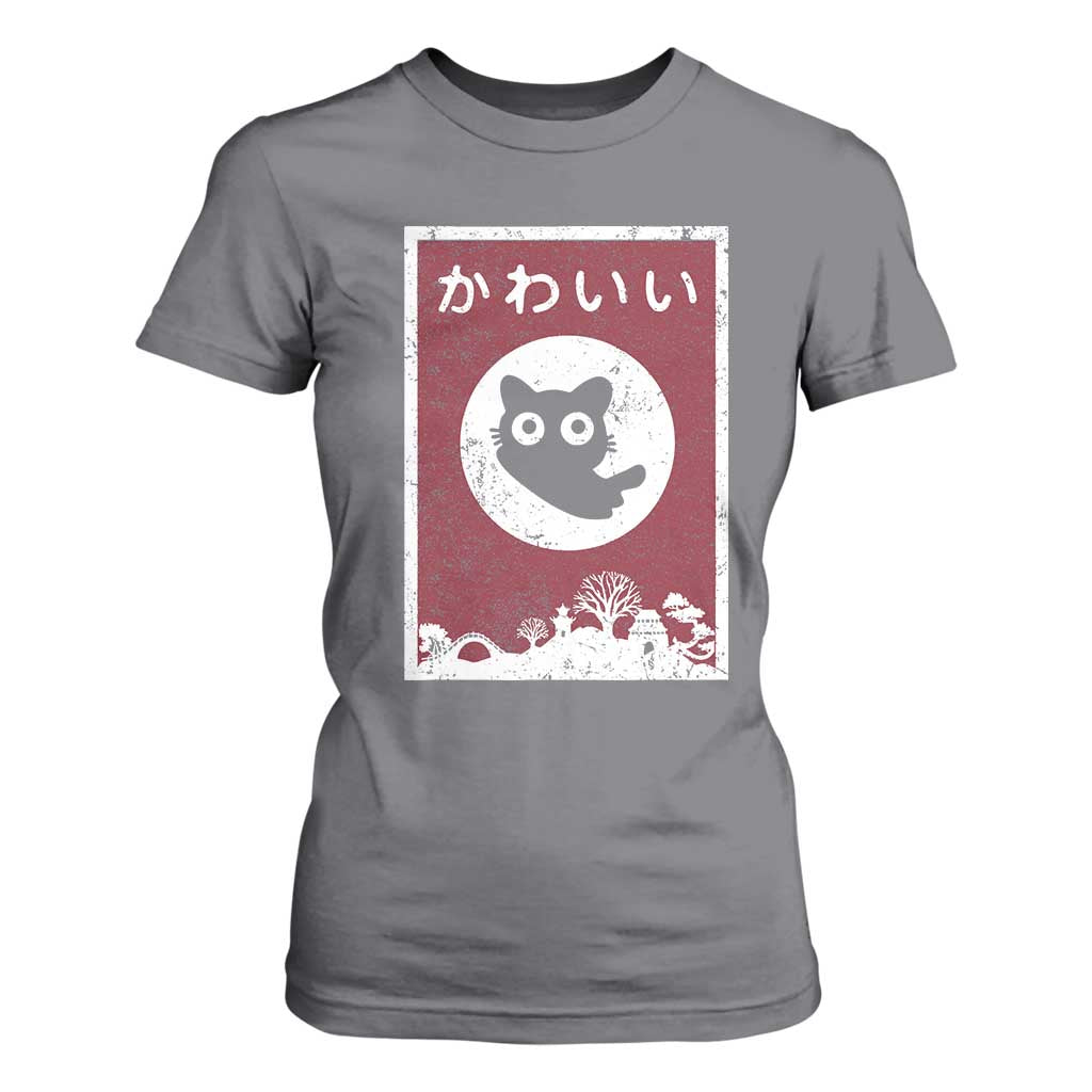 Japanese Kawaii Cat T Shirt For Women Anime Otaku Manga Japan Lover TS02 Charcoal Print Your Wear