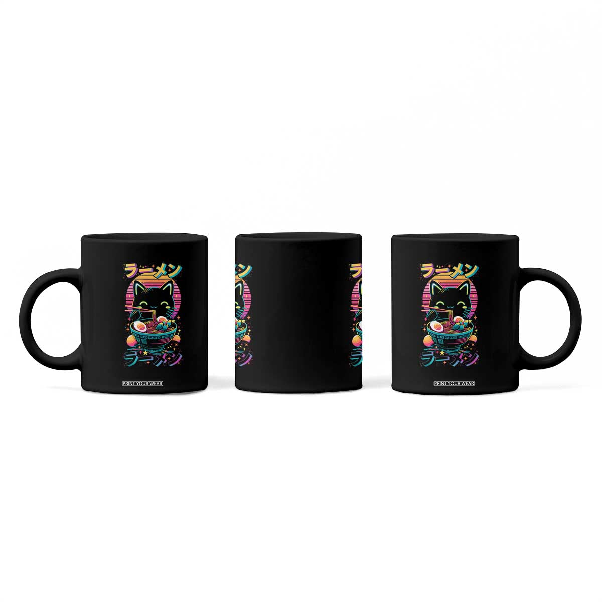 Retro Kawaii Ramen Cat Graphic Coffee Mug Cute Anime Japanese Japan Inspo TS02 Print Your Wear