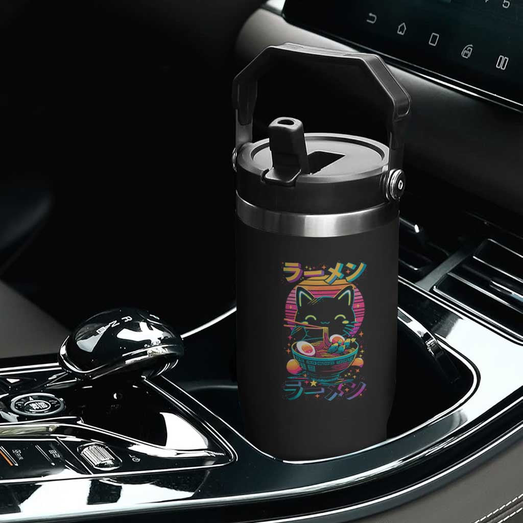 Retro Kawaii Ramen Cat Graphic Flip Straw Tumbler Cute Anime Japanese Japan Inspo TS02 Print Your Wear