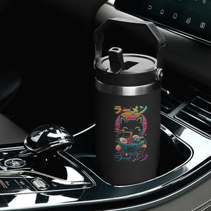 Retro Kawaii Ramen Cat Graphic Flip Straw Tumbler Cute Anime Japanese Japan Inspo TS02 Print Your Wear