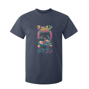 Retro Kawaii Ramen Cat Graphic T Shirt For Kid Cute Anime Japanese Japan Inspo TS02 Navy Print Your Wear