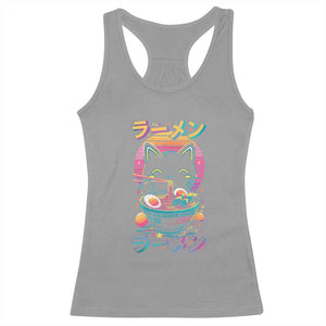 Retro Kawaii Ramen Cat Graphic Racerback Tank Top Cute Anime Japanese Japan Inspo TS02 Sport Gray Print Your Wear