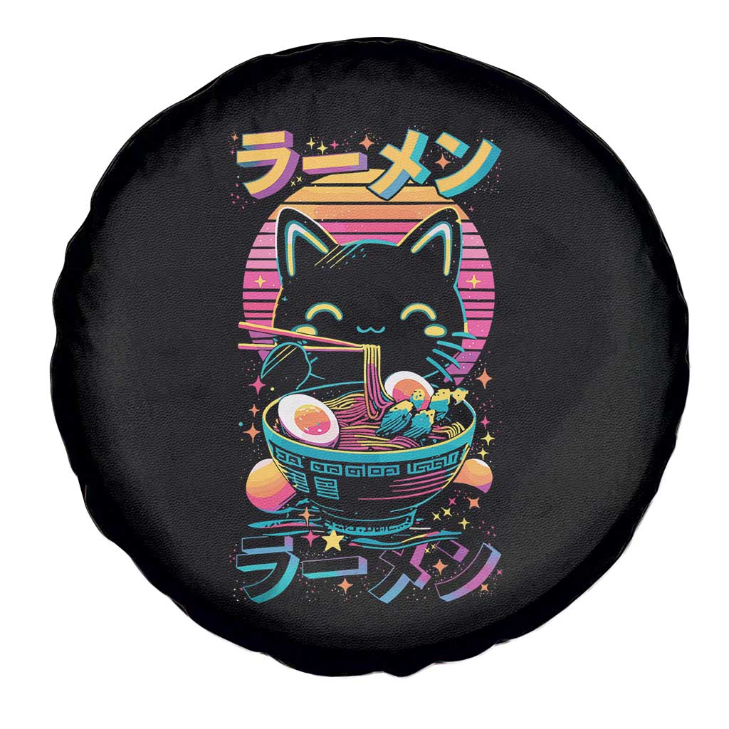 Retro Kawaii Ramen Cat Graphic Spare Tire Cover Cute Anime Japanese Japan Inspo TS02 Print Your Wear