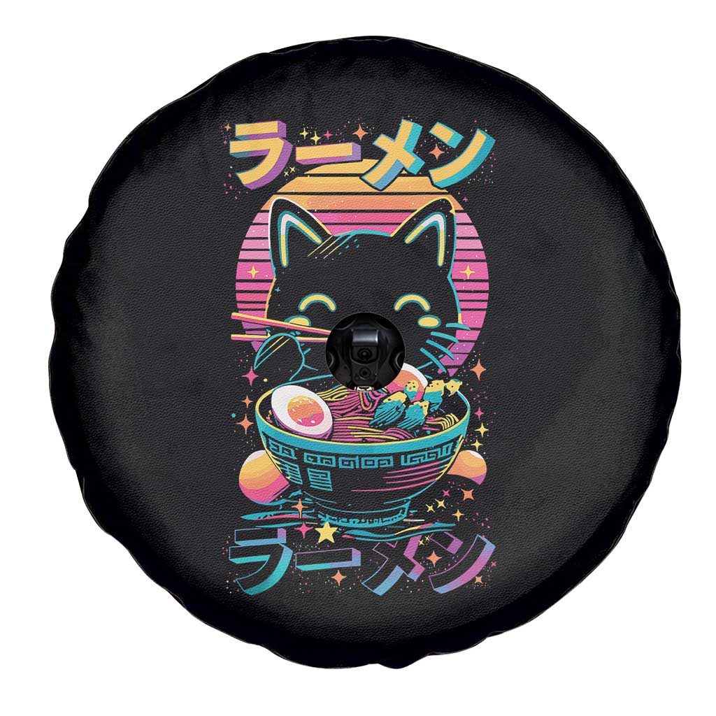 Retro Kawaii Ramen Cat Graphic Spare Tire Cover Cute Anime Japanese Japan Inspo TS02 Print Your Wear