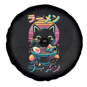 Retro Kawaii Ramen Cat Graphic Spare Tire Cover Cute Anime Japanese Japan Inspo TS02 Print Your Wear