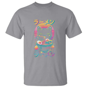 Retro Kawaii Ramen Cat Graphic T Shirt Cute Anime Japanese Japan Inspo TS02 Sport Gray Print Your Wear