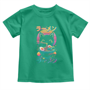 Retro Kawaii Ramen Cat Graphic Toddler T Shirt Cute Anime Japanese Japan Inspo TS02 Irish Green Print Your Wear