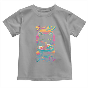 Retro Kawaii Ramen Cat Graphic Toddler T Shirt Cute Anime Japanese Japan Inspo TS02 Sport Gray Print Your Wear