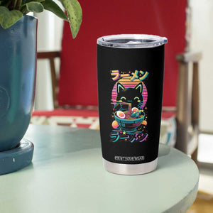 Retro Kawaii Ramen Cat Graphic Tumbler Cup Cute Anime Japanese Japan Inspo TS02 Print Your Wear