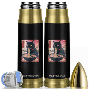 Sarcastic Black Cat Eating Ramen Bullet Tumbler Funny Japanese Kawaii Cats Anime Graphic TS02 Black Print Your Wear