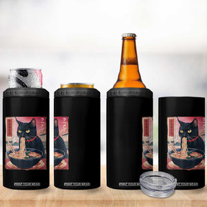 Sarcastic Black Cat Eating Ramen 4 in 1 Can Cooler Tumbler Funny Japanese Kawaii Cats Anime Graphic TS02 Print Your Wear