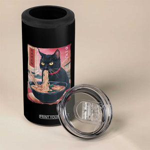 Sarcastic Black Cat Eating Ramen 4 in 1 Can Cooler Tumbler Funny Japanese Kawaii Cats Anime Graphic TS02 Print Your Wear