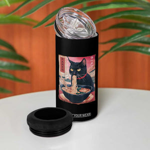 Sarcastic Black Cat Eating Ramen 4 in 1 Can Cooler Tumbler Funny Japanese Kawaii Cats Anime Graphic TS02 Print Your Wear